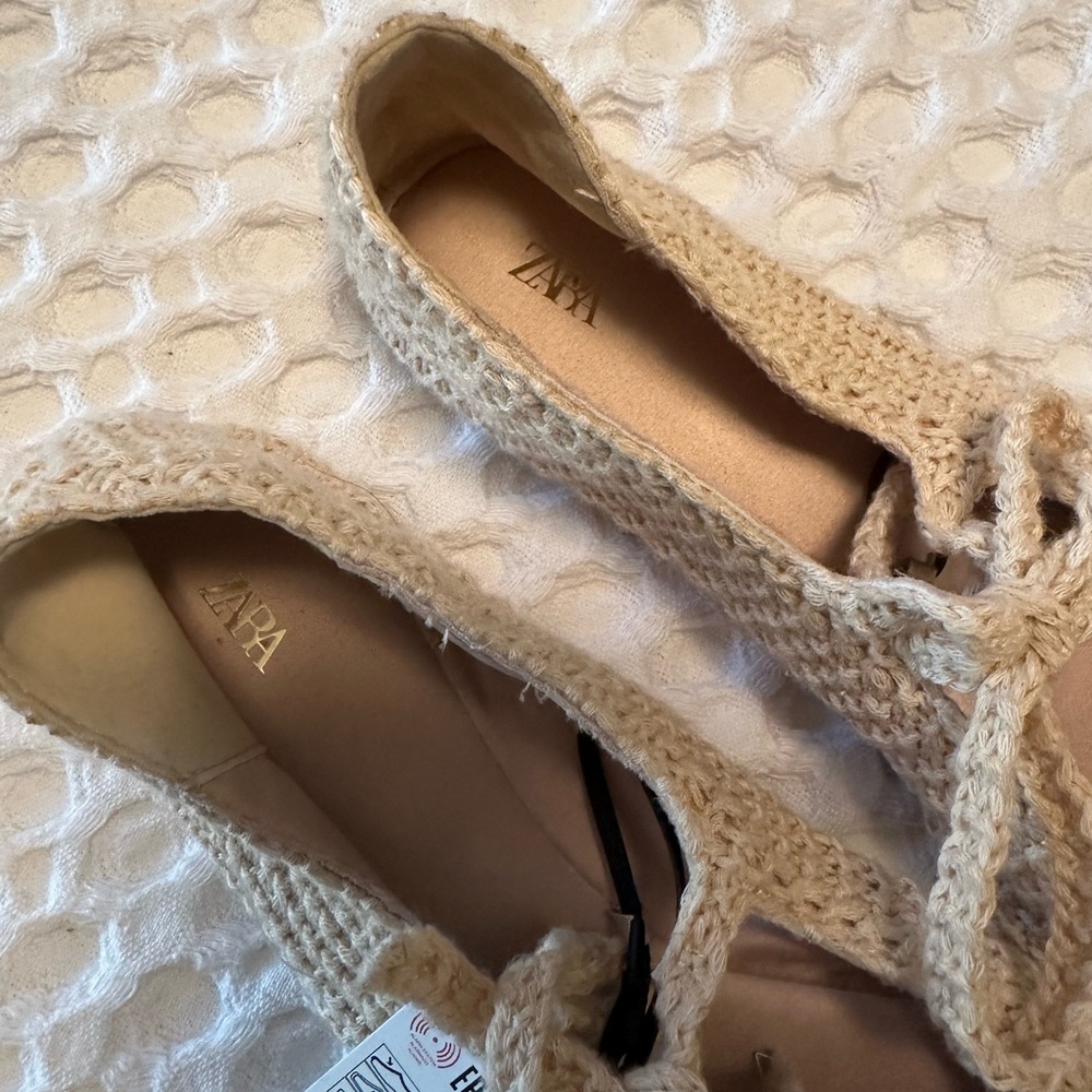 Zara Women's Tan Knit Espadrilles - Picture 4 of 7